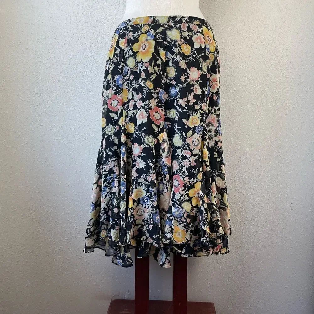 Uniform JohnPaulRichard Floral Midi Skirt Size M EUC